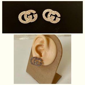 Gold Rhinestone Double G’s Earrings